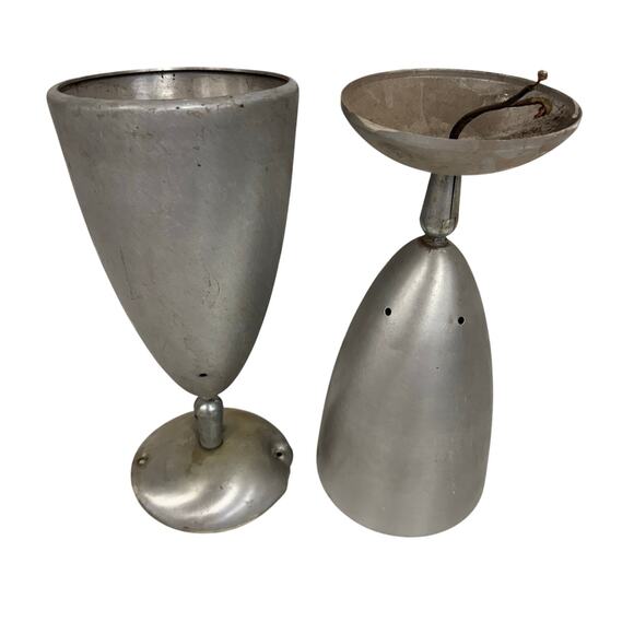  2 VTG Brushed Silver Ceiling Light Fixture Hardwired Adjustable Swivelier Atomic